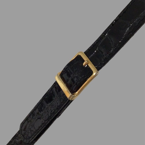 FOR ART-BAG Patent Leather Croc Embossed Small Crossbody, Made in Italy, Black - Picture 11 of 12